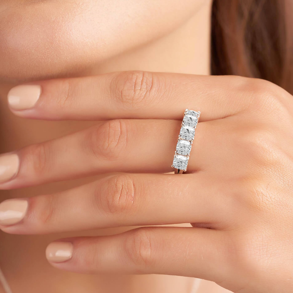 Cassia Cushion Lab Diamond Anniversary Band