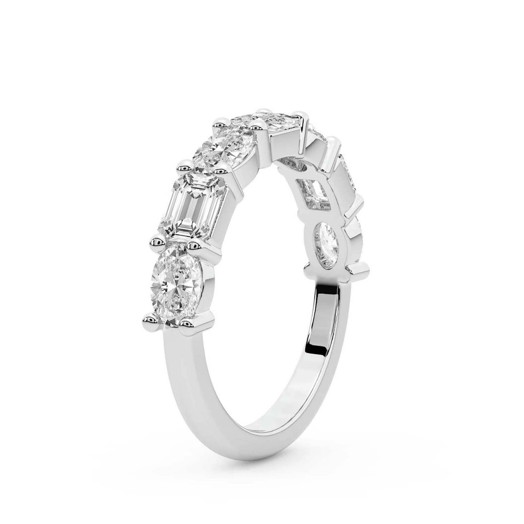 Rania Emerald and Oval Lab Diamond Anniversary Band